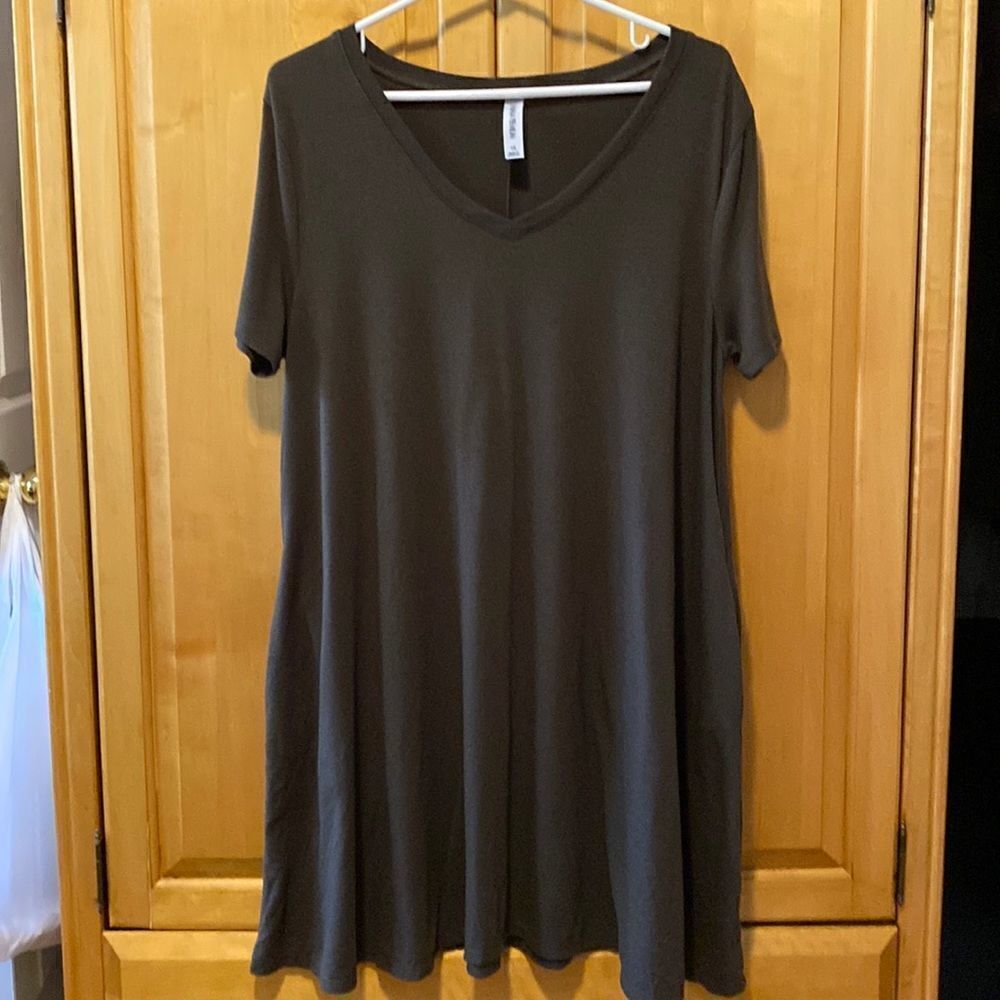 Army green v neck swing dress/tunic